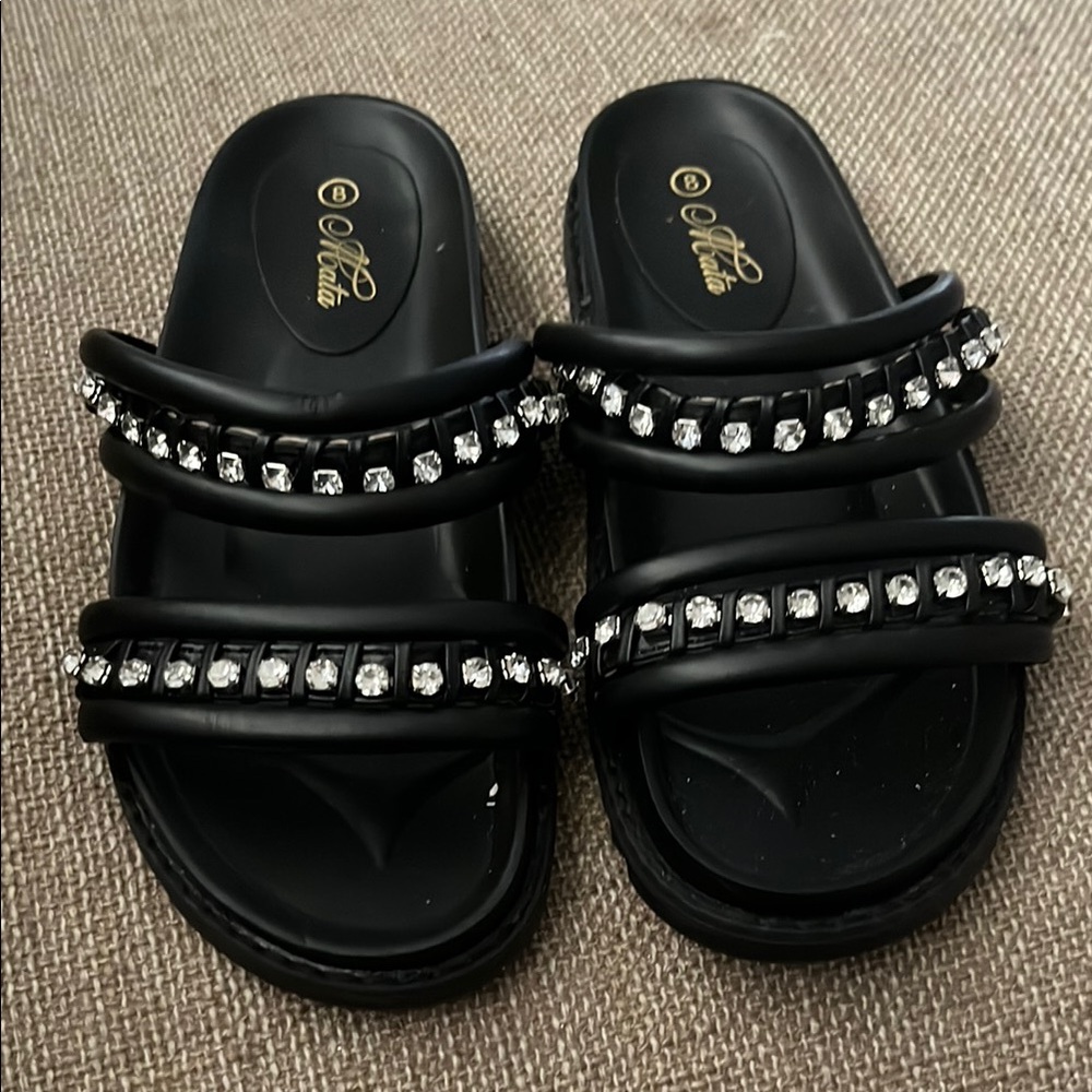 Elegant Black Rhinestone Women's Sandals